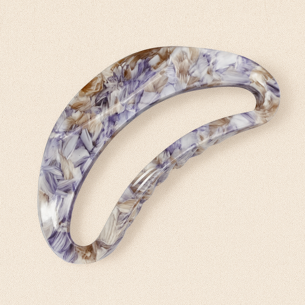 Půlměsícový skřipec do vlasů LUNEA z acetátu - fialový2